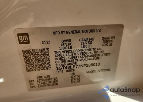 2022 GMC Sierra C2500 Heavy Duty из США, поврежденный, VIN 1GT48LE77NF288010